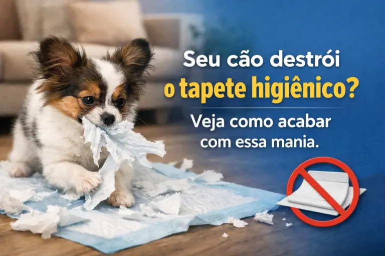 Cachorro fofo rasgando absorvente no quarto aconchegante