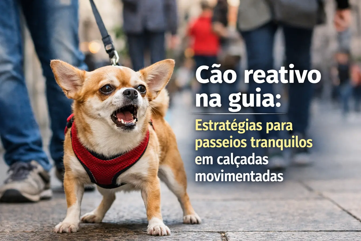 Cão criativo na guia: passeio urbano em calçadas movimentadas