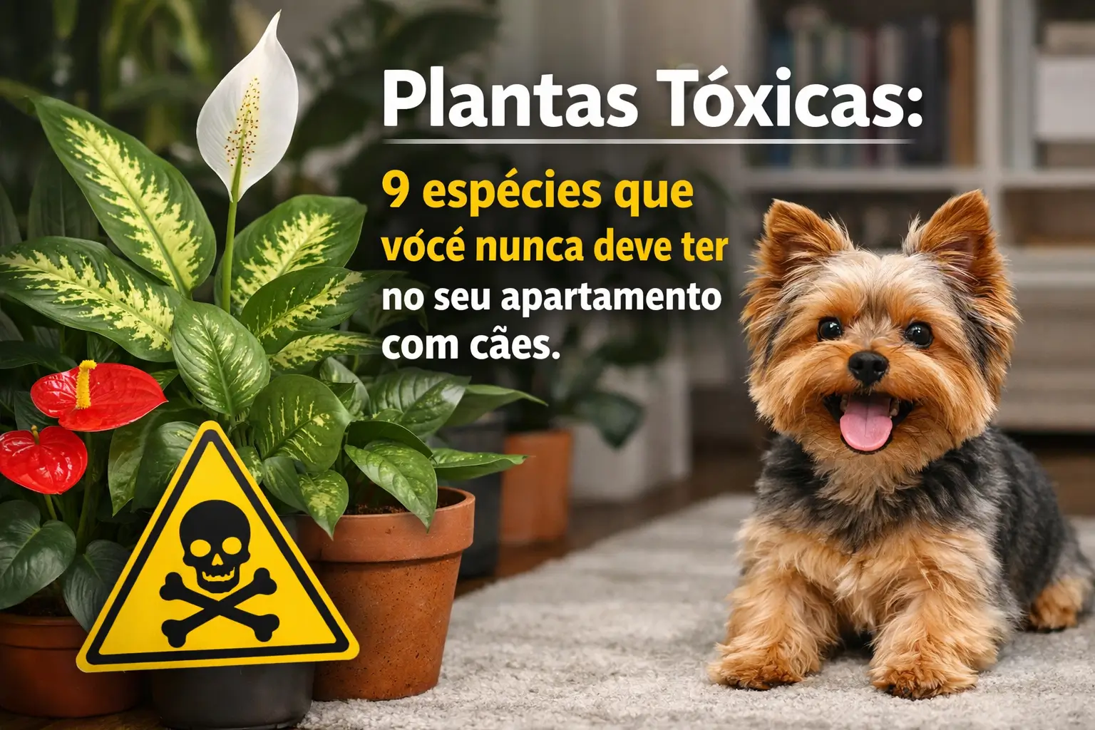 Cachorro Yorkshire e plantas tóxicas para cães em apartamento