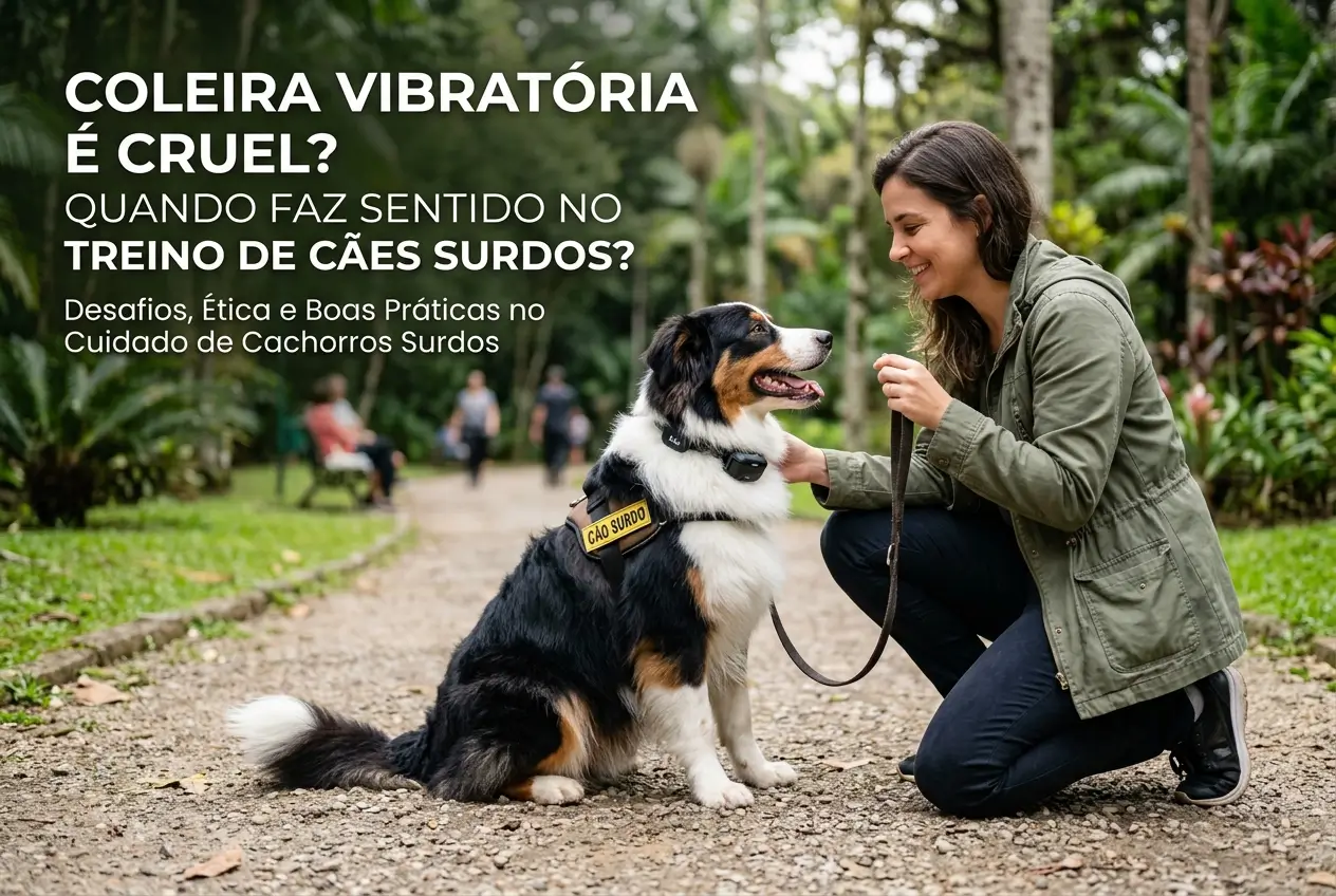 Mulher e cão surdo em parque, ênfase na educação financeira