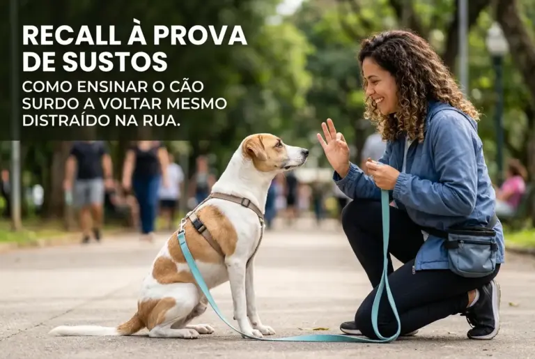 Mulher e cachorro em treino de obediência no parque